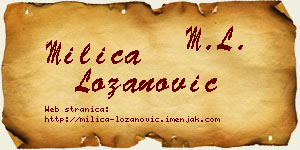 Milica Lozanović vizit kartica
